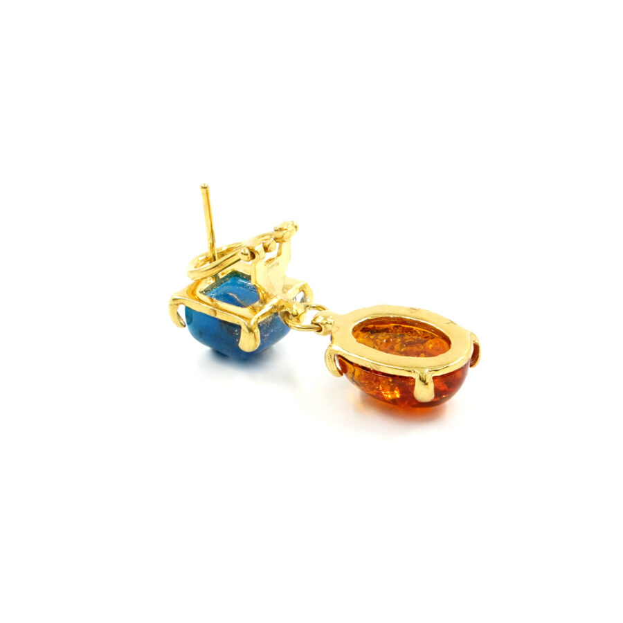Orecchini in argento 925 con apatite, ambra – Dorato - immagine 2