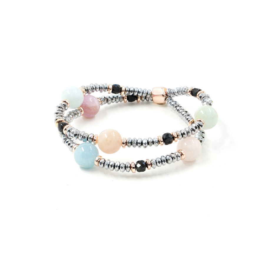 Bracciale Elastico con ematite, spinello, berillo