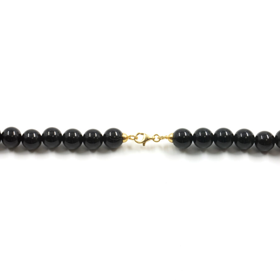 Collana con agata nera, malachite, spinello, ematite, chiusura in argento 925 – Dorato - immagine 4