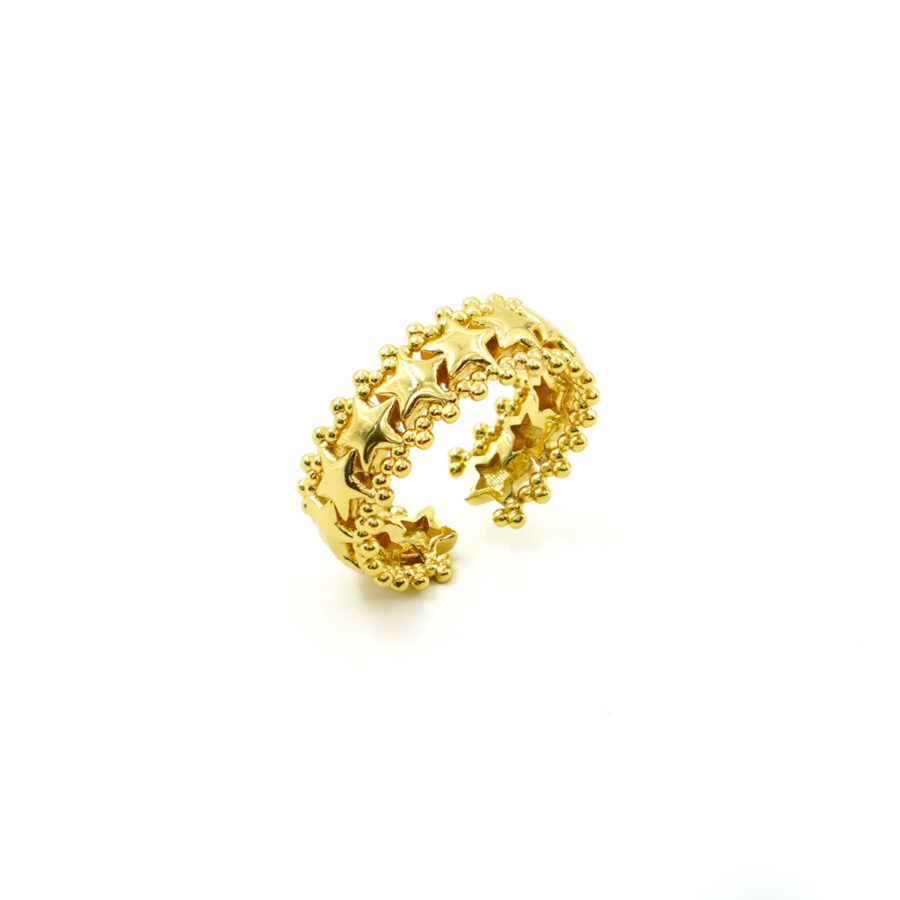 Anello fascia con stelle traforate