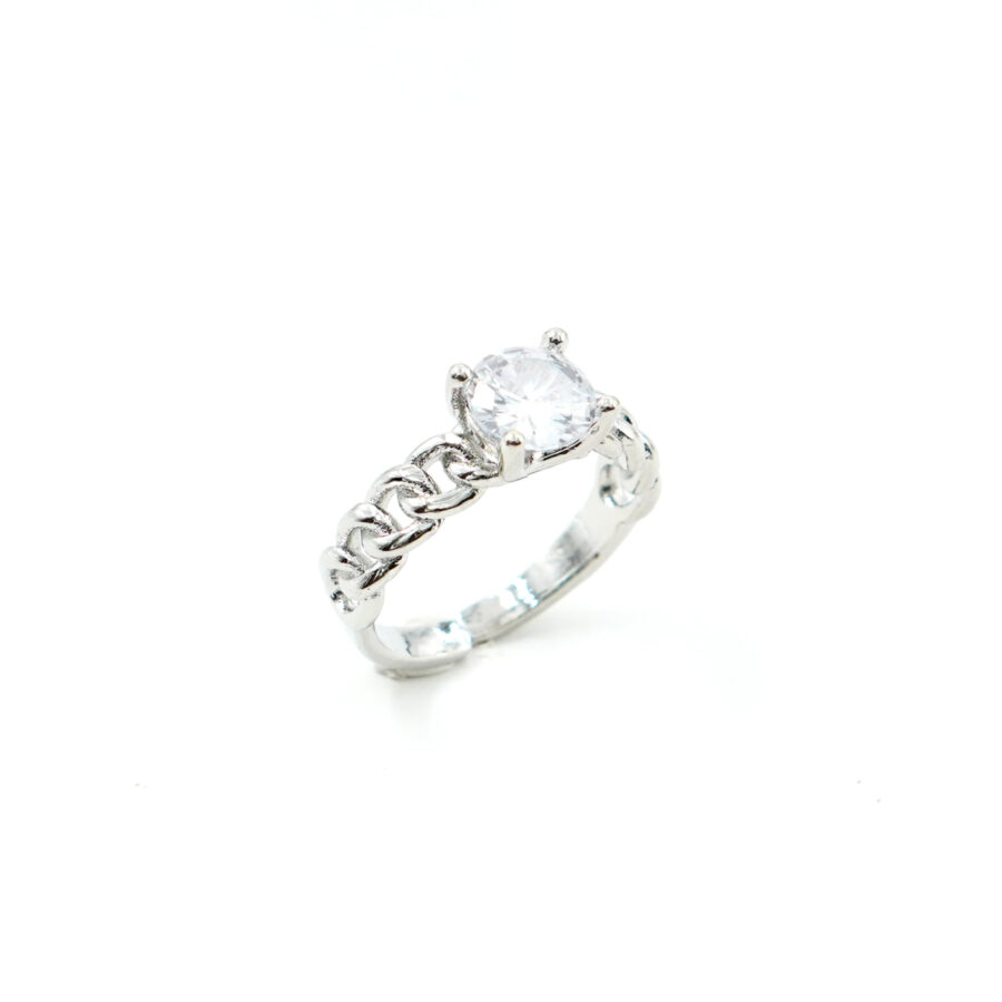 Anello solitario con fascia a corda
