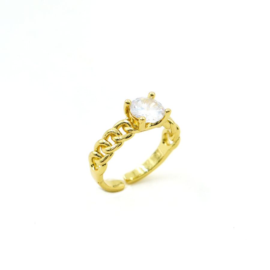 Anello solitario con fascia a corda