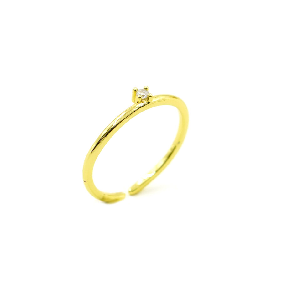 Anello Solitario con zircone bianco