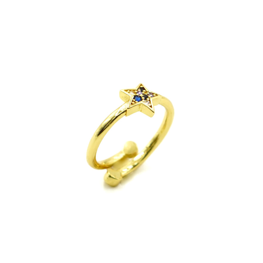 Anello con stellina e zirconi multicolore