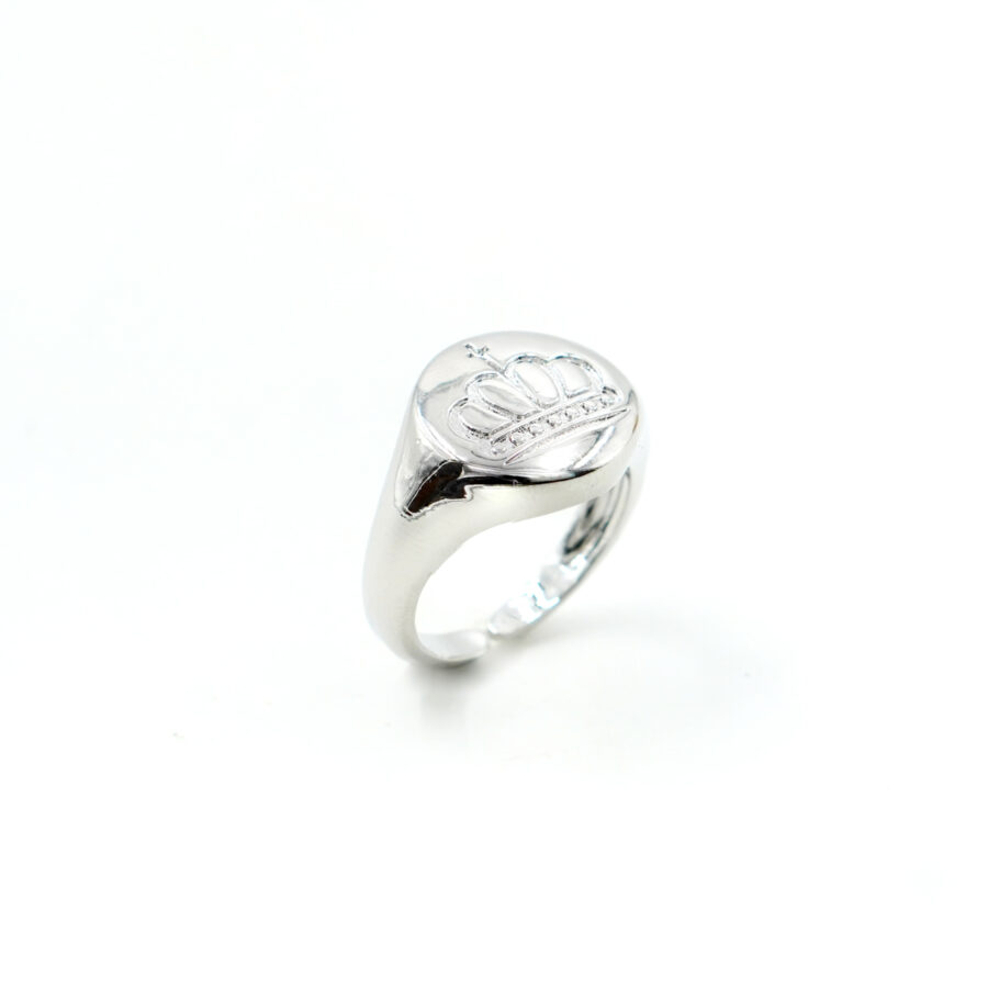 Anello fascia con corona incisa