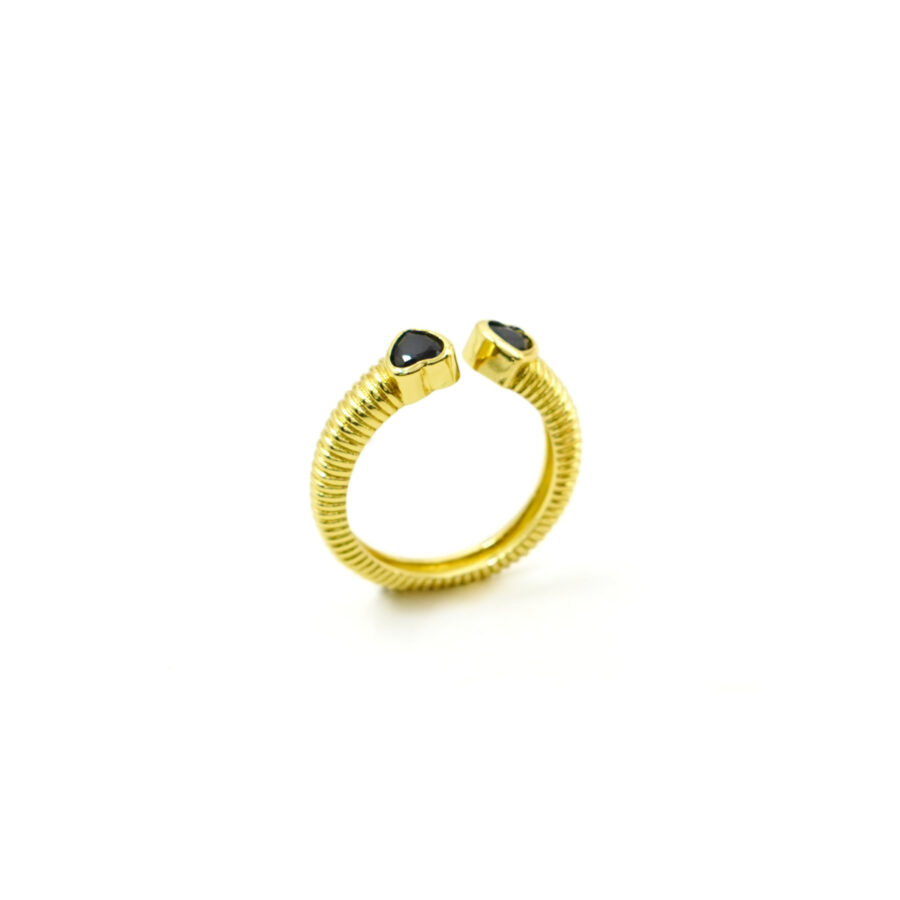 Anello contrarier con zirconi a cuore nero