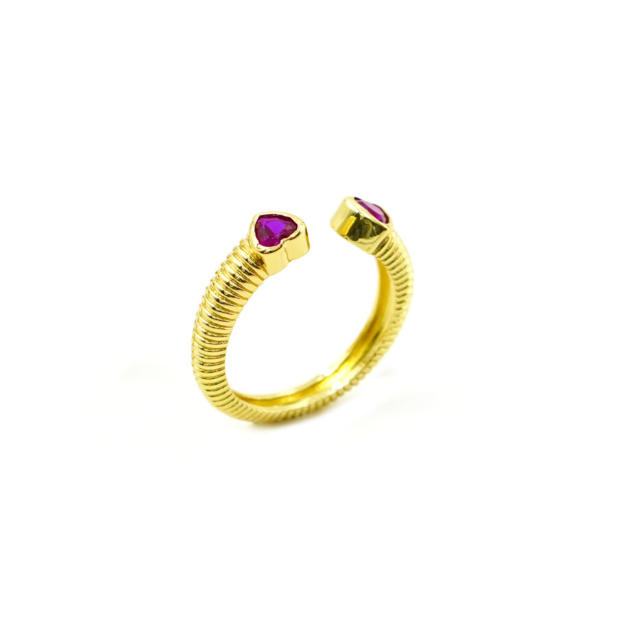 Anello contrarier con zirconi a cuore rosso
