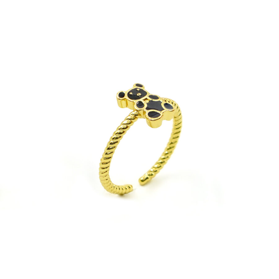 Anello orsetto con smalto nero