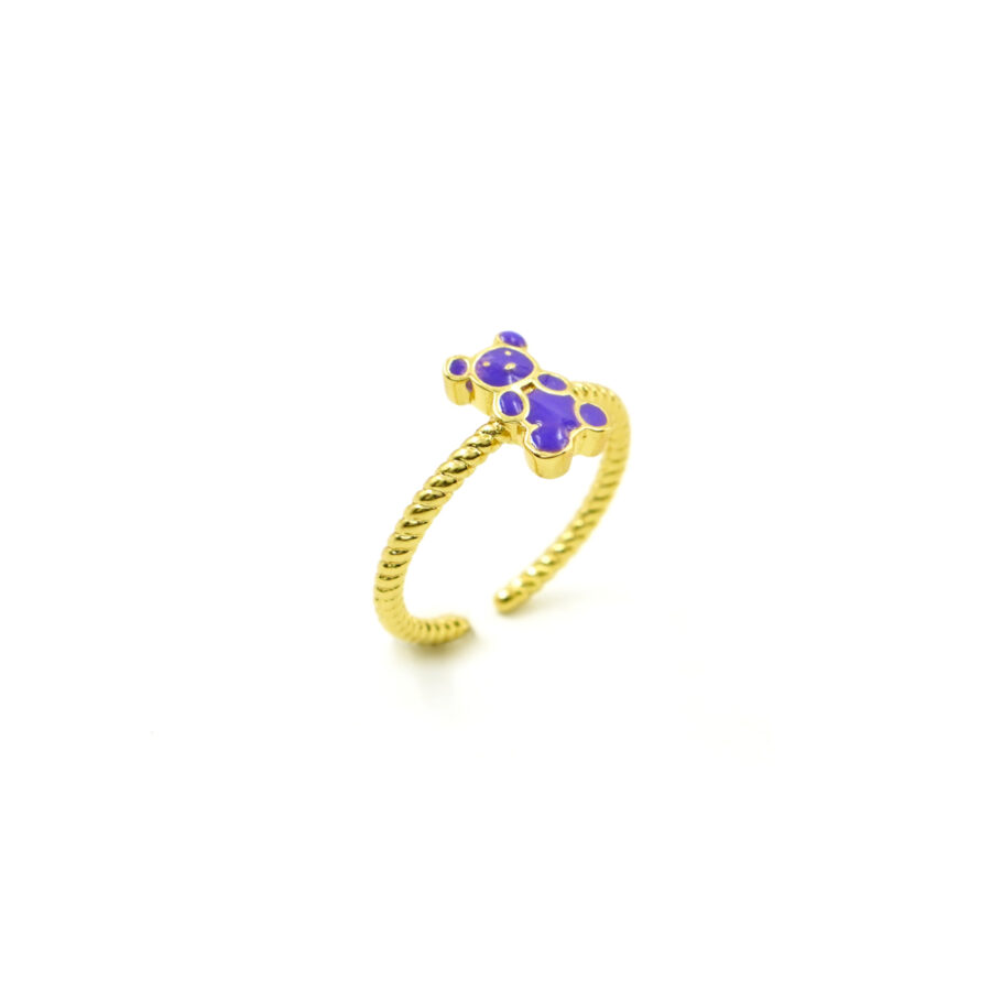 Anello orsetto con smalto viola