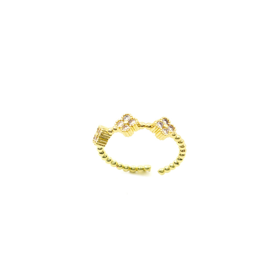Anello trilogy fiorellino con zirconi bianchi