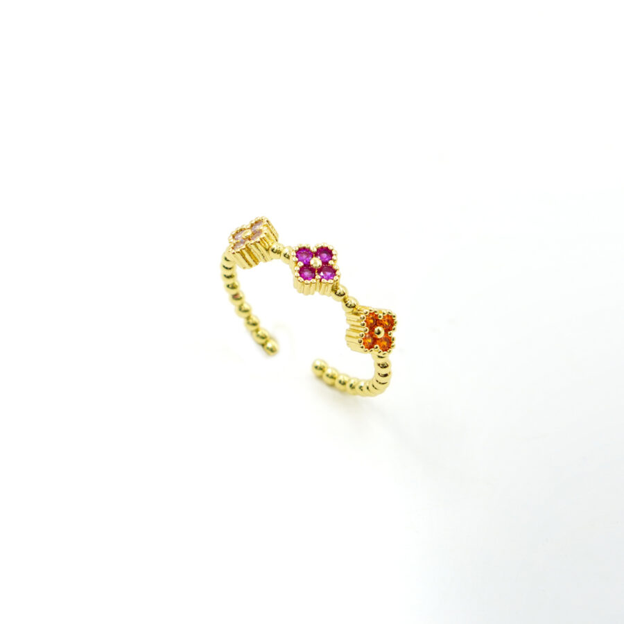 Anello trilogy fiorellino con zirconi multicolore