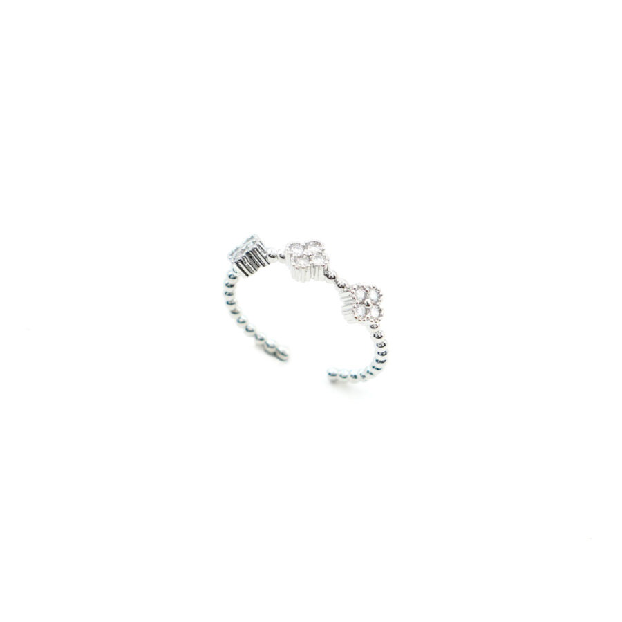 Anello trilogy fiorellino con zirconi bianchi