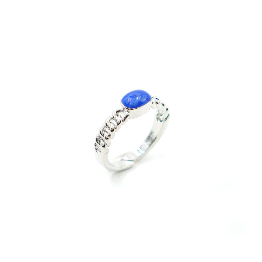 Anello solitario fune con smalto blu