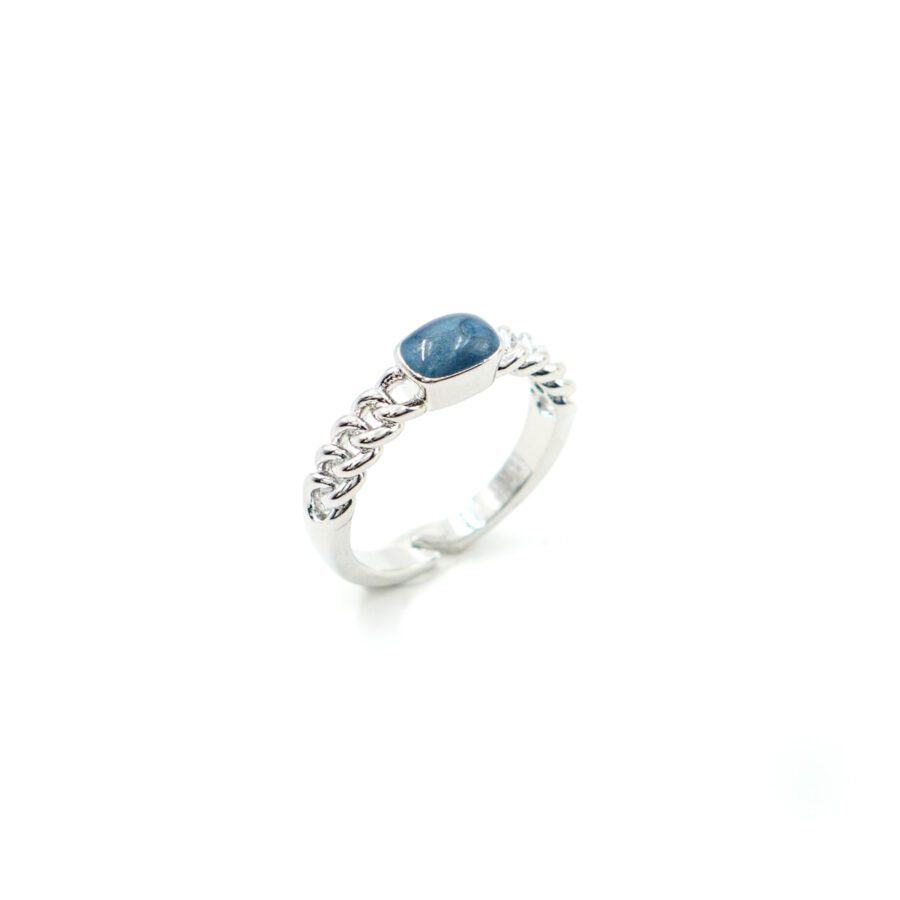 Anello solitario fune con smalto indaco