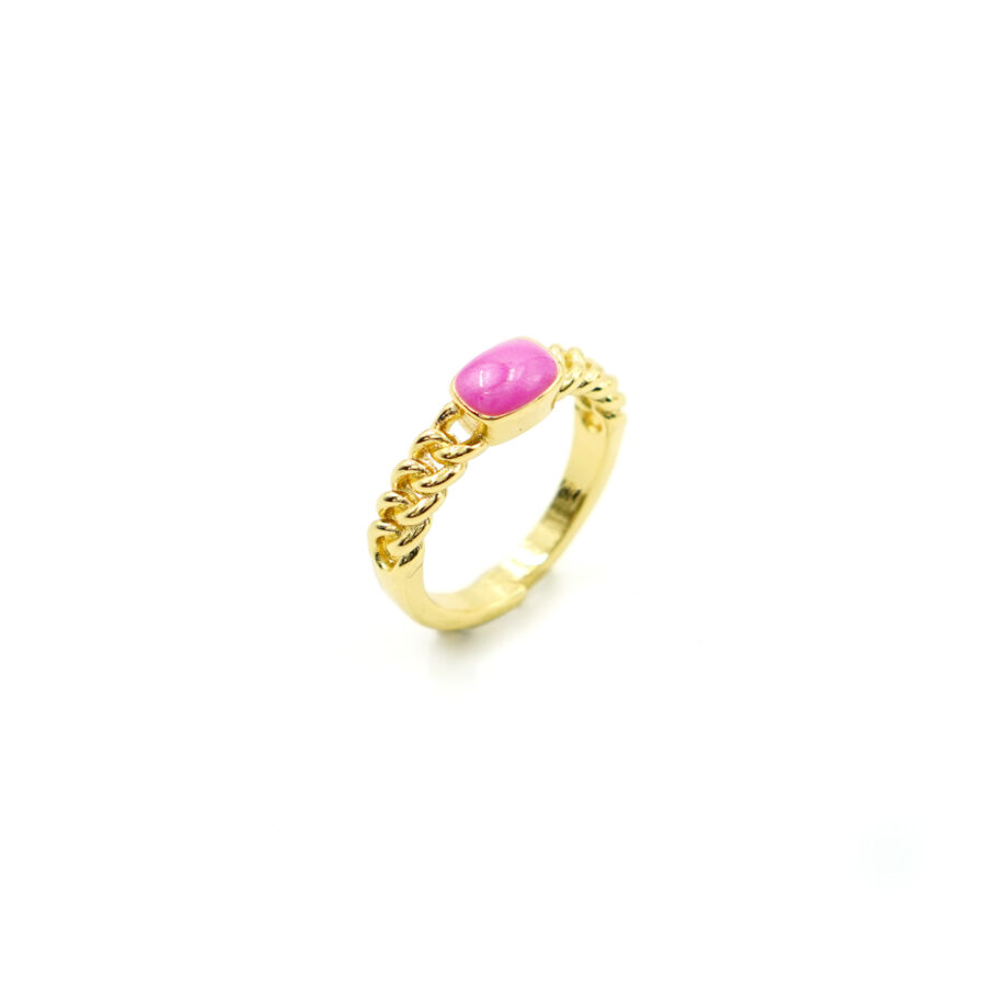 Anello solitario fune con smalto rosa