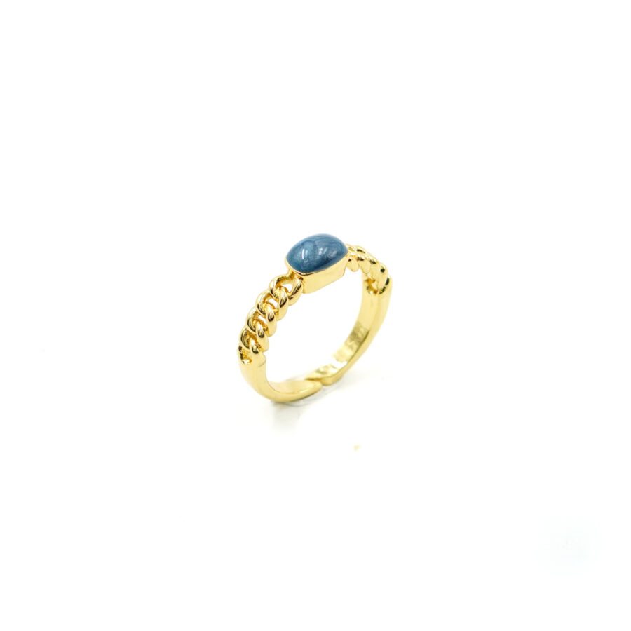 Anello solitario fune con smalto indaco