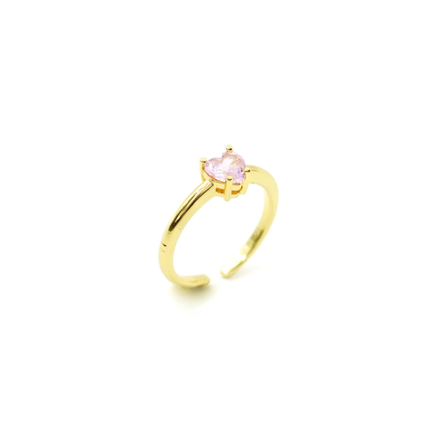 Anello solitario con zircone cuore rosa