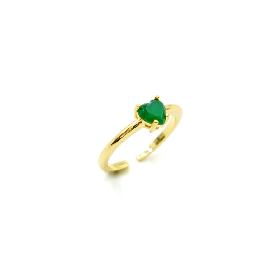 Anello solitario con zircone cuore verde