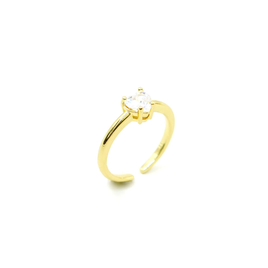 Anello solitario con zircone cuore bianco