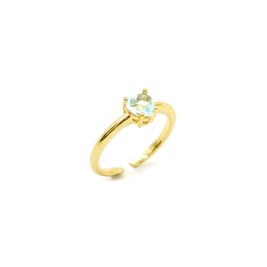 Anello solitario con zircone cuore azzurro