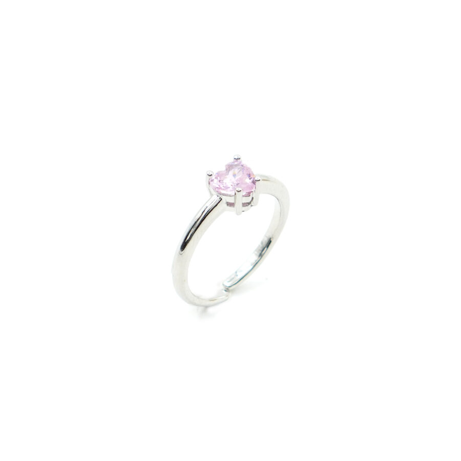 Anello solitario con zircone cuore rosa