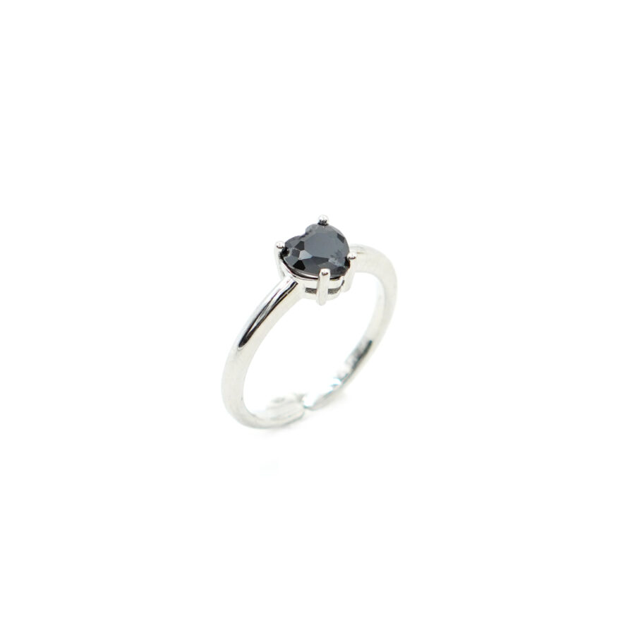 Anello solitario con zircone cuore blu