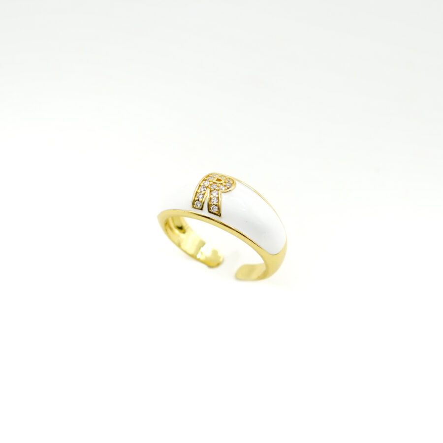 Anello Rebecca con zirconi e smalto bianco