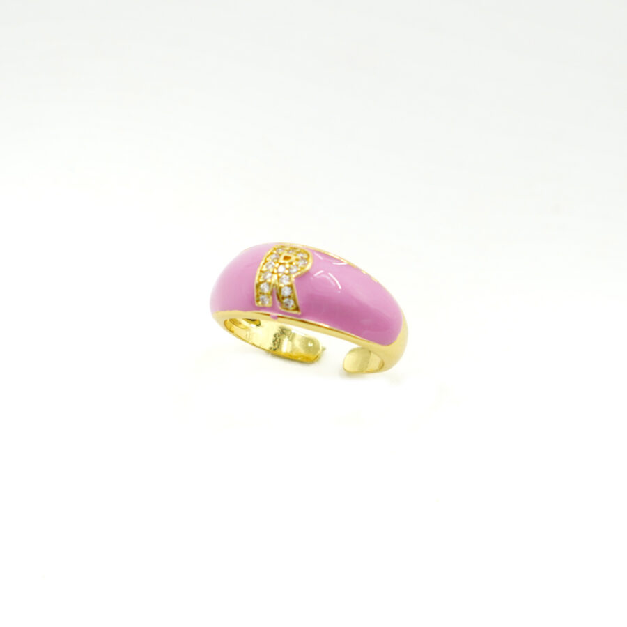 Anello Rebecca con zirconi e smalto rosa