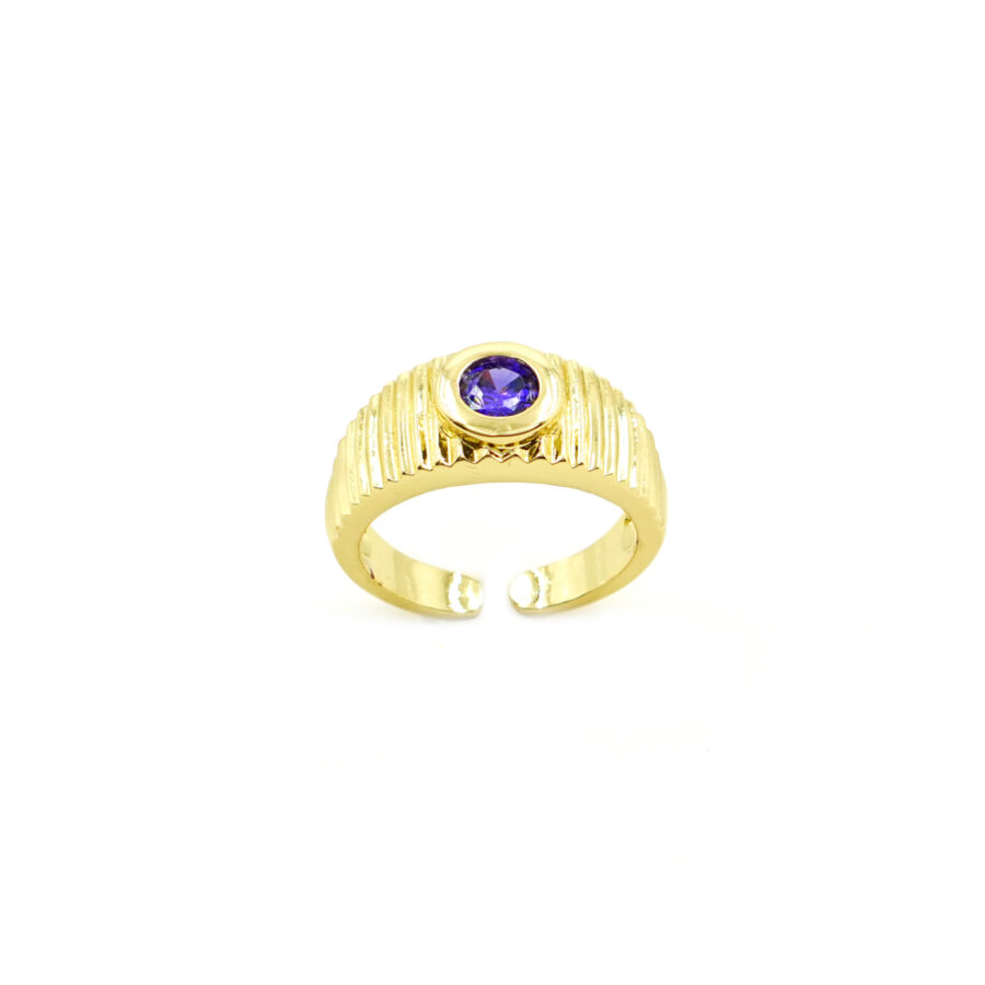 Anello fascia con zircone viola