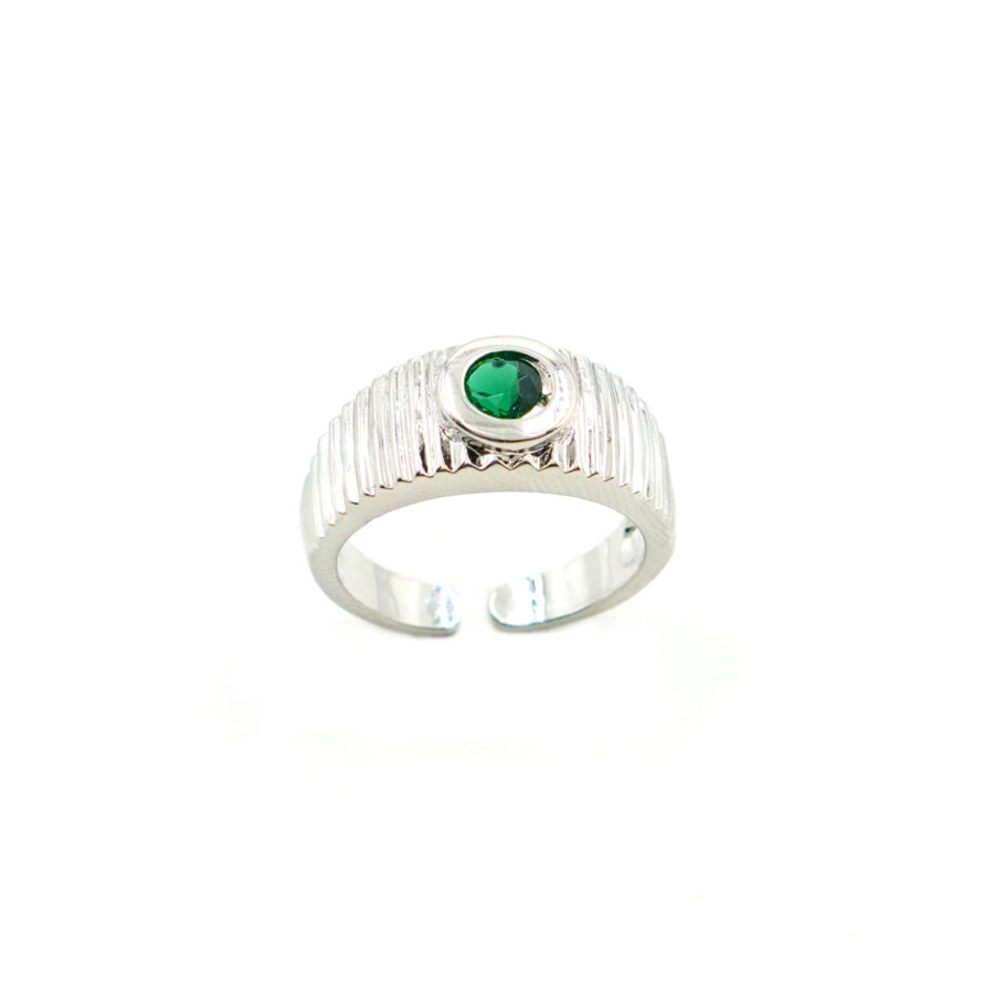 Anello fascia con zircone verde
