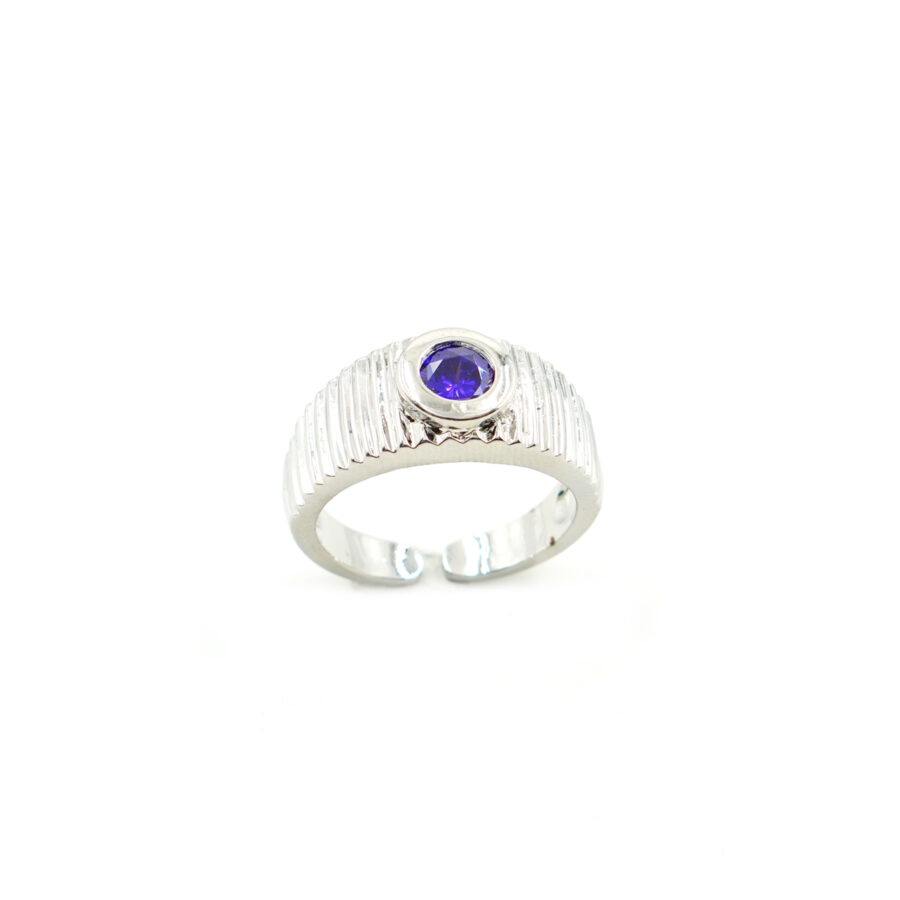 Anello fascia con zircone viola
