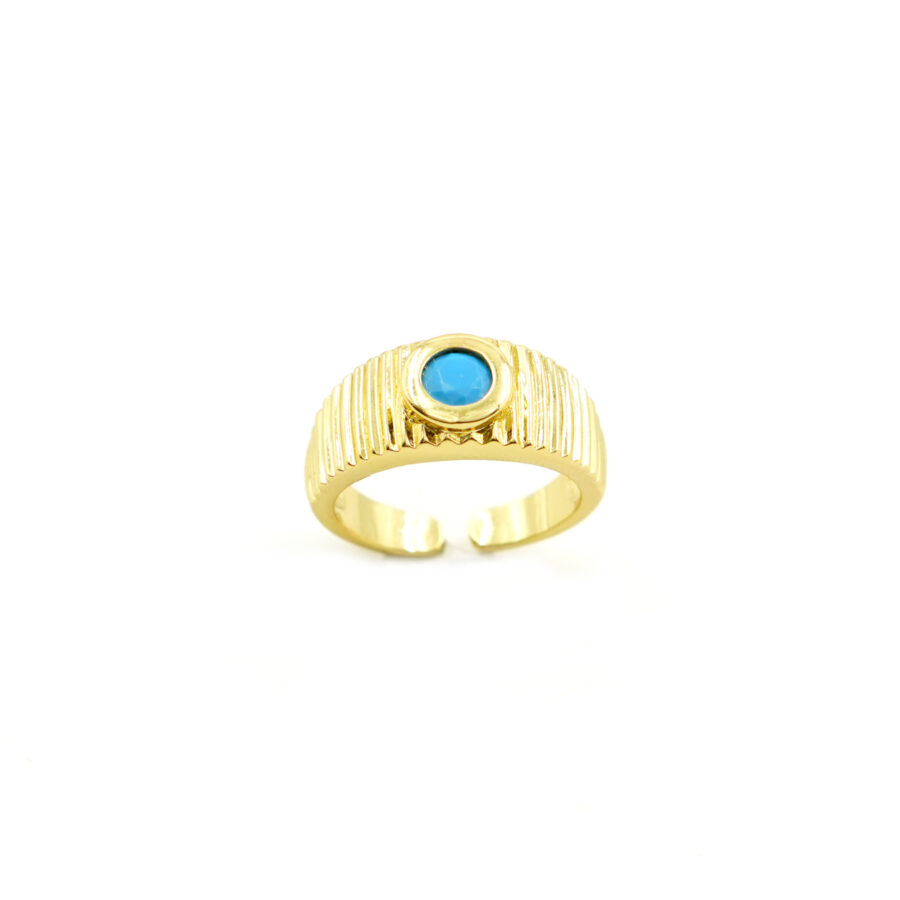 Anello fascia con zircone turchese
