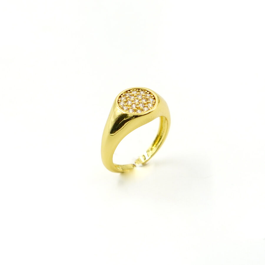 Anello chevalier pave' di zirconi bianchi