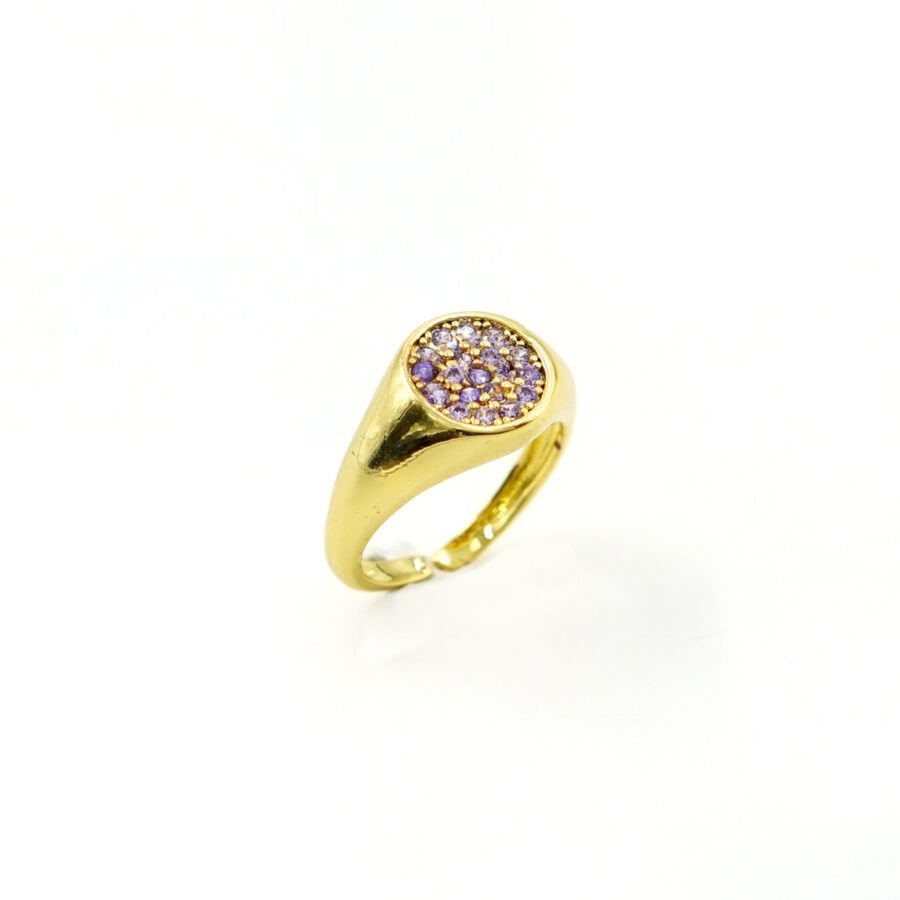 Anello chevalier pave' di zirconi lavanda