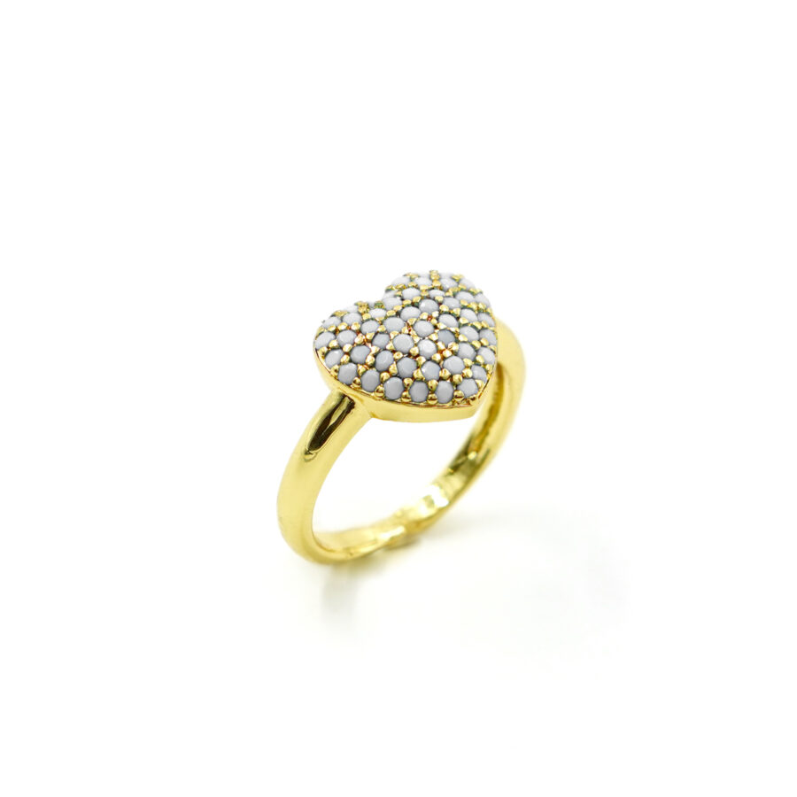 Anello cuore con pavè di zirconi bianchi