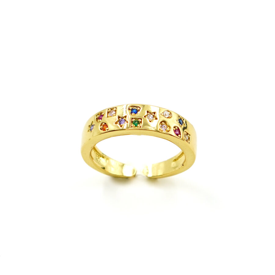 Anello fascia con zirconi multicolore