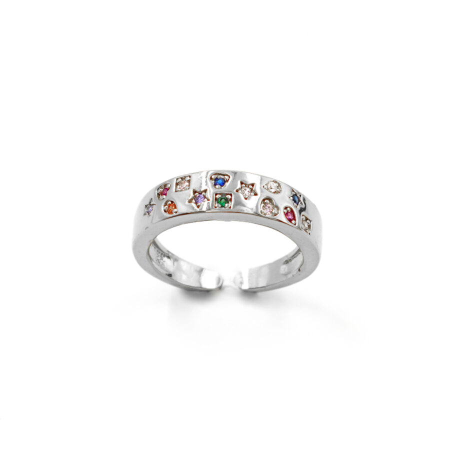 Anello fascia con zirconi multicolore