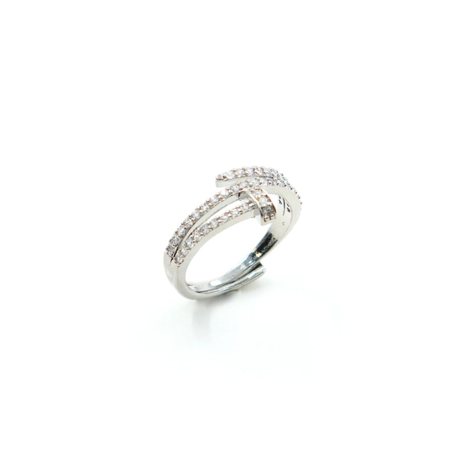 Anello fascia infinito con zirconi bianchi