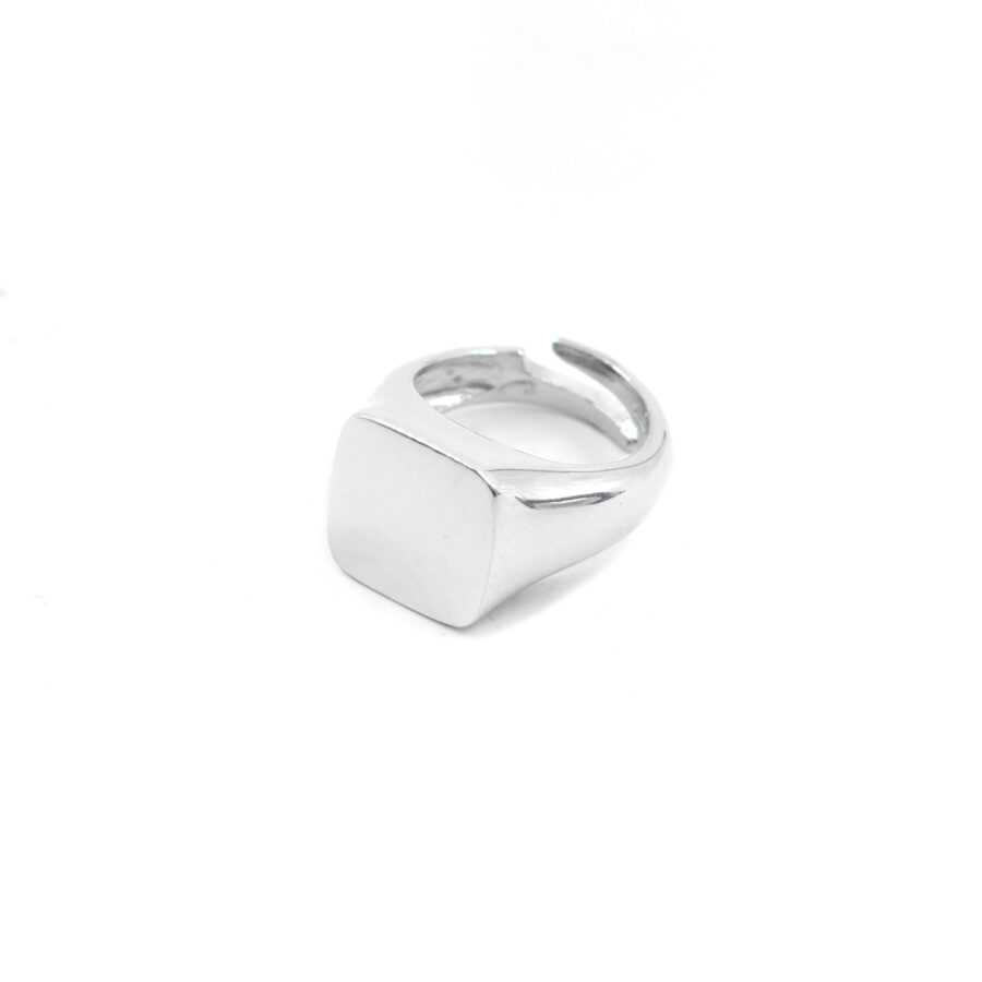 Anello quadrato in argento 925 – Rodiato