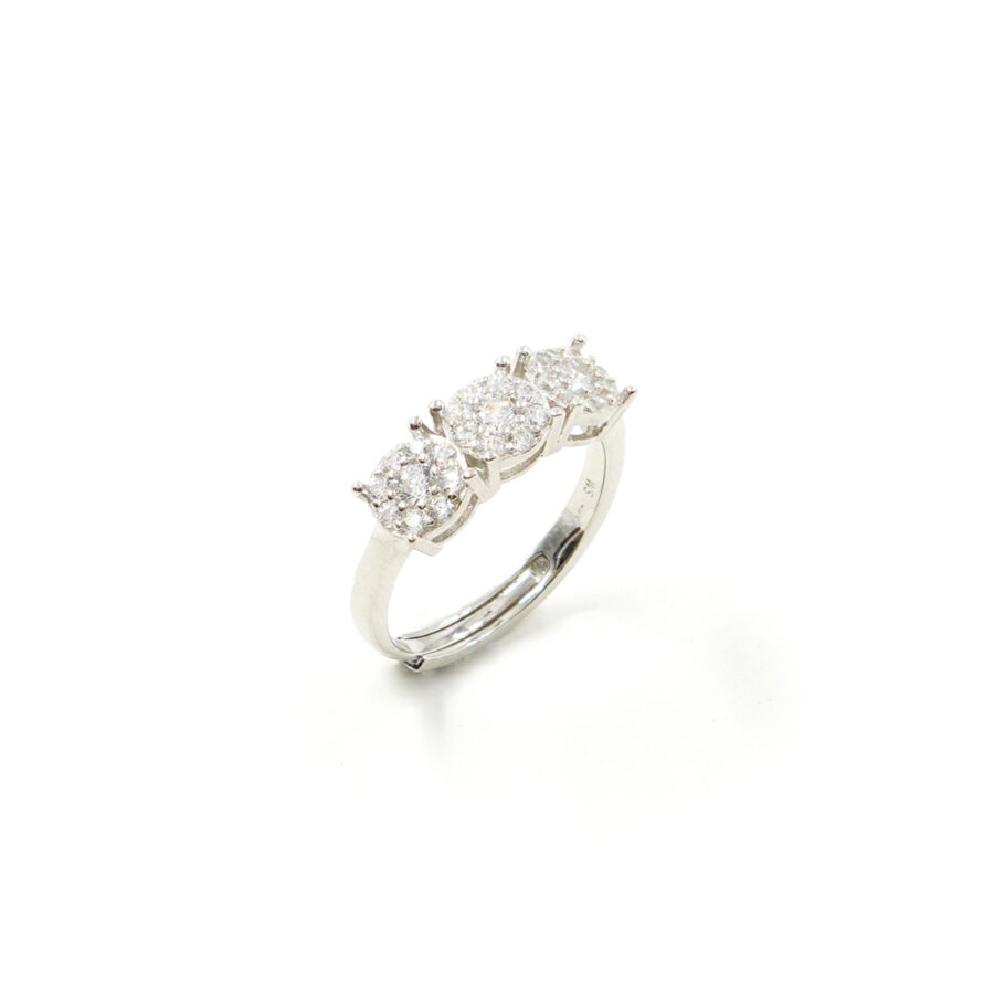 Anello Trilogy in argento 925 con zirconi bianchi – Rodiato