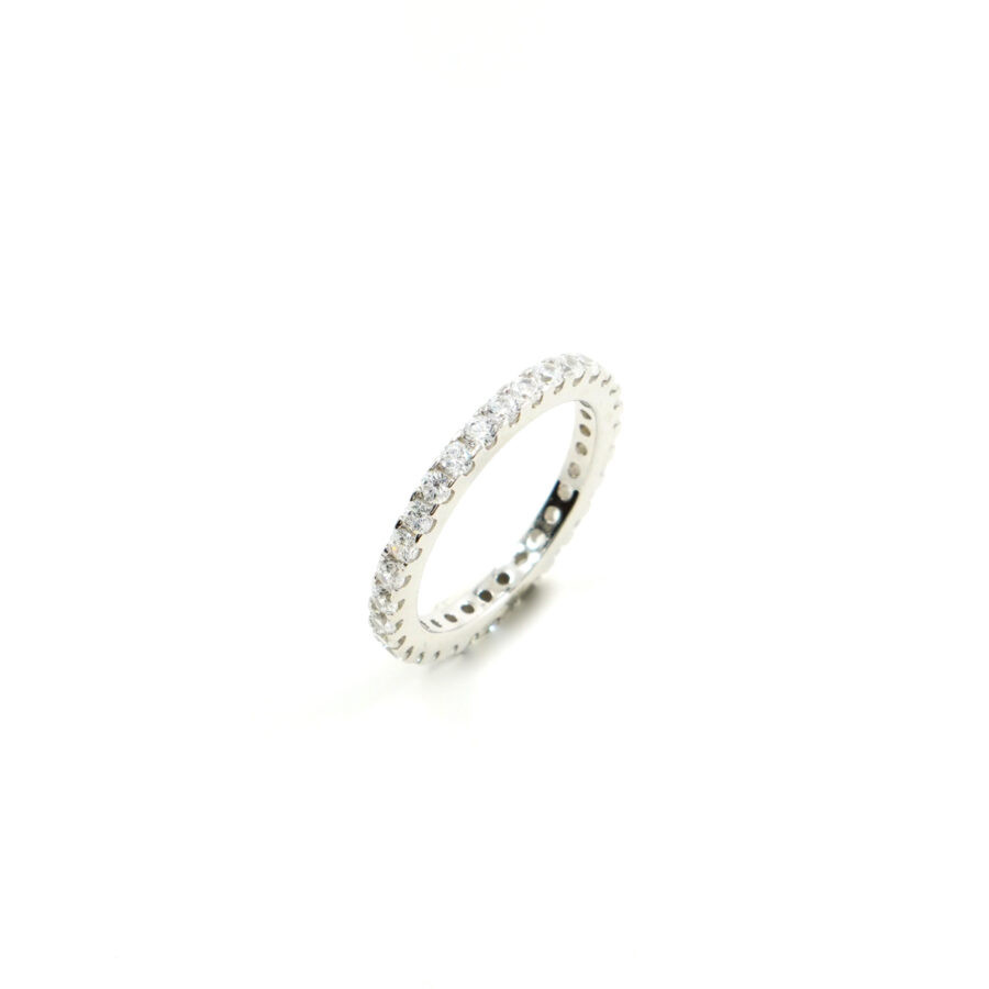 Anello Veretta a Giro in argento 925 con zirconi bianchi – Rodiato