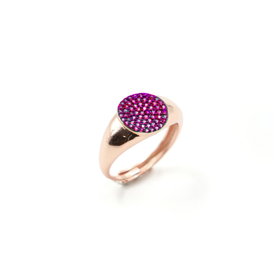 Anello toppa in argento 925 con zirconi rossi – Rosato