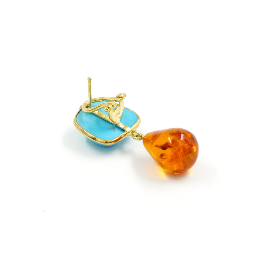 Orecchini in argento 925 con magnesite e ambra - Dorato - immagine 2