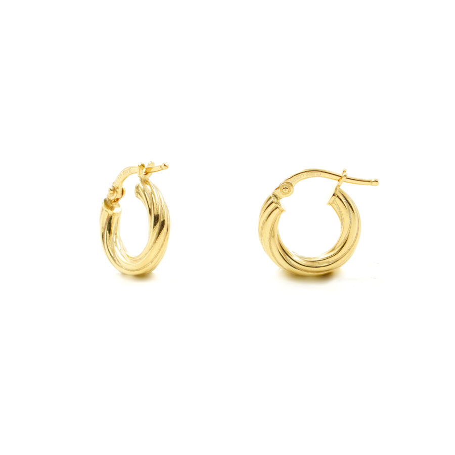 Orecchini cerchio a spirale in argento 925 a baionetta 16mm – Dorato