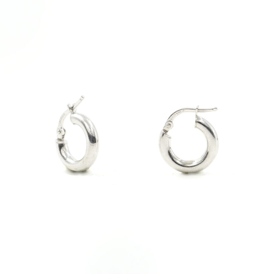 Orecchini cerchio in argento 925 a baionetta 14mm – Rodiato