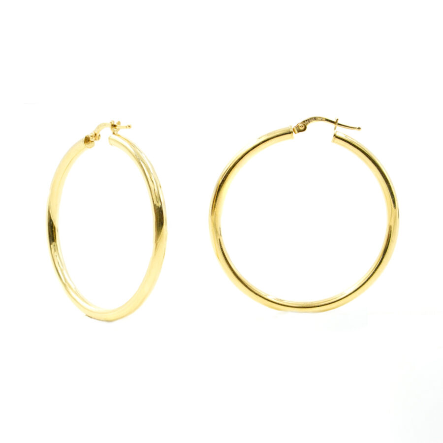 Orecchini cerchio in argento 925 a baionetta 40mm – Dorato
