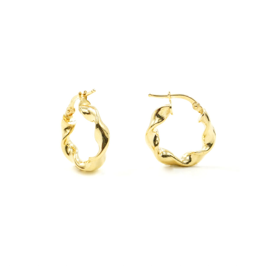 Orecchini cerchio a spirale in argento 925 a baionetta 18mm – Dorato
