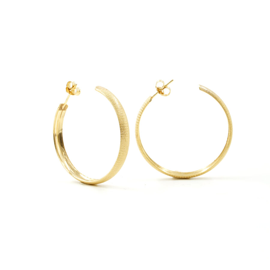 Orecchini cerchio satinato in argento 925 37mm – Dorato