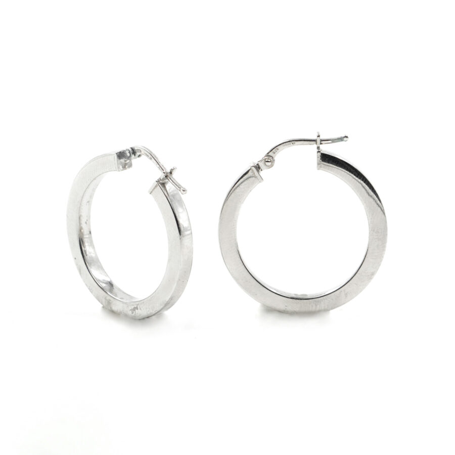 Orecchini cerchio in argento 925 a baionetta 26mm – Rodiato