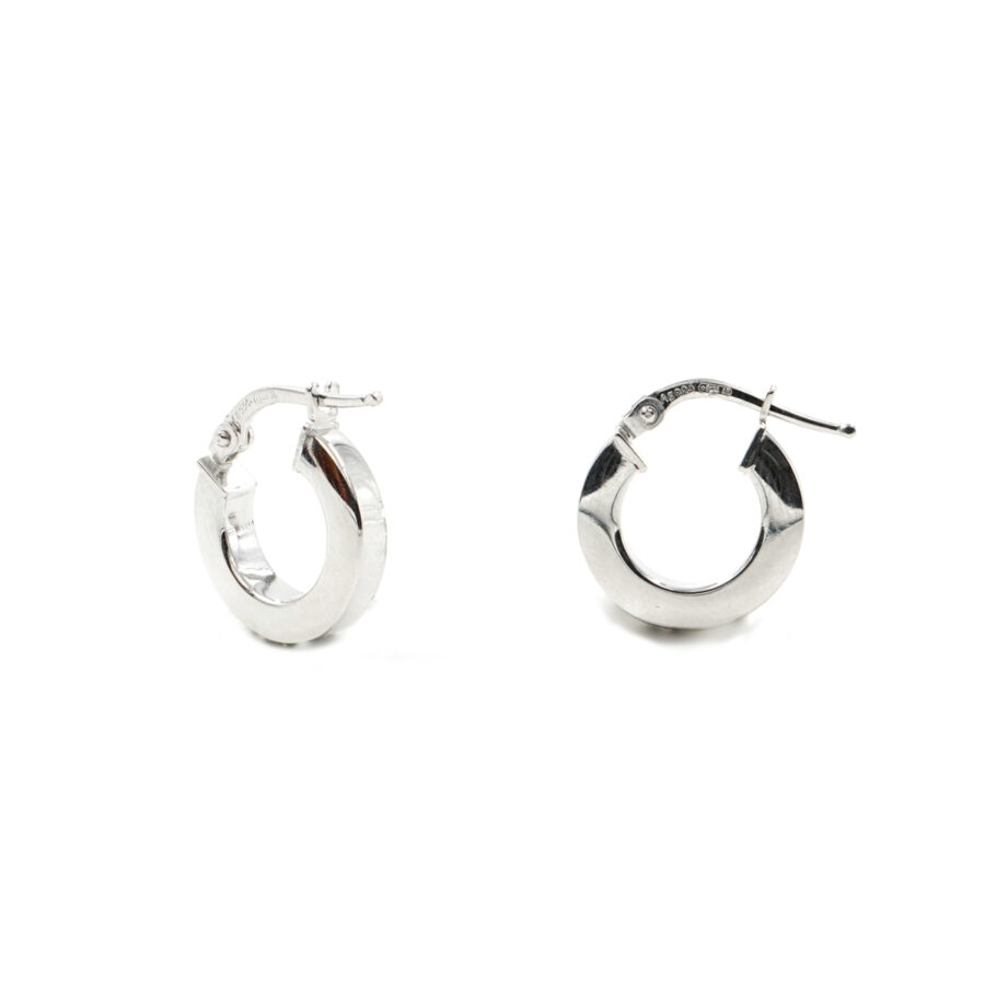 Orecchini cerchio in argento 925 a baionetta 14mm – Rodiato